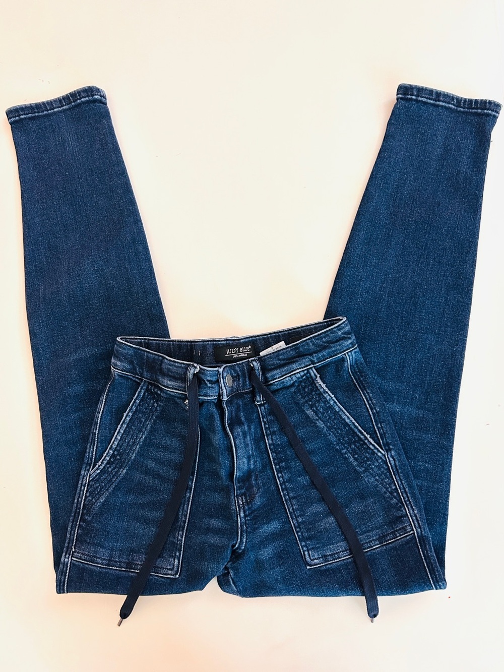 Judy Blue Jogger Jeans Size 3/26 Dark Wash Drawstring Denim - Picture 2 of 9